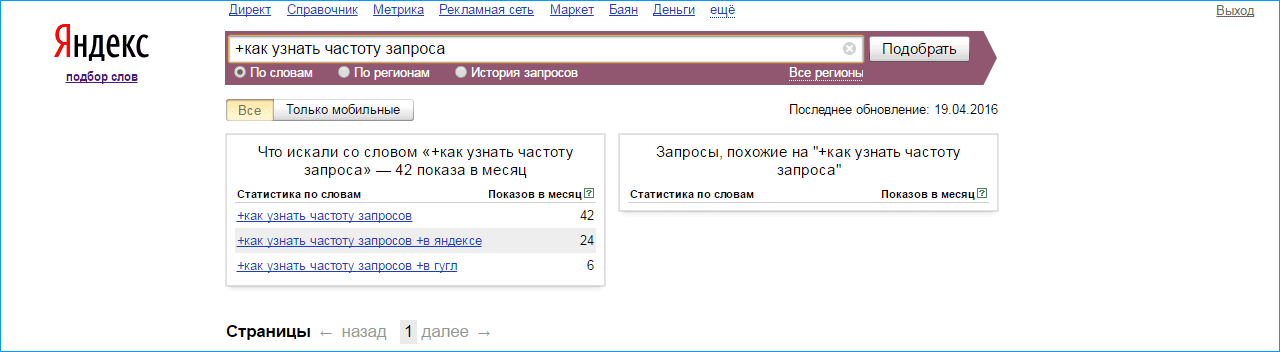 частота запроса Яндекс
